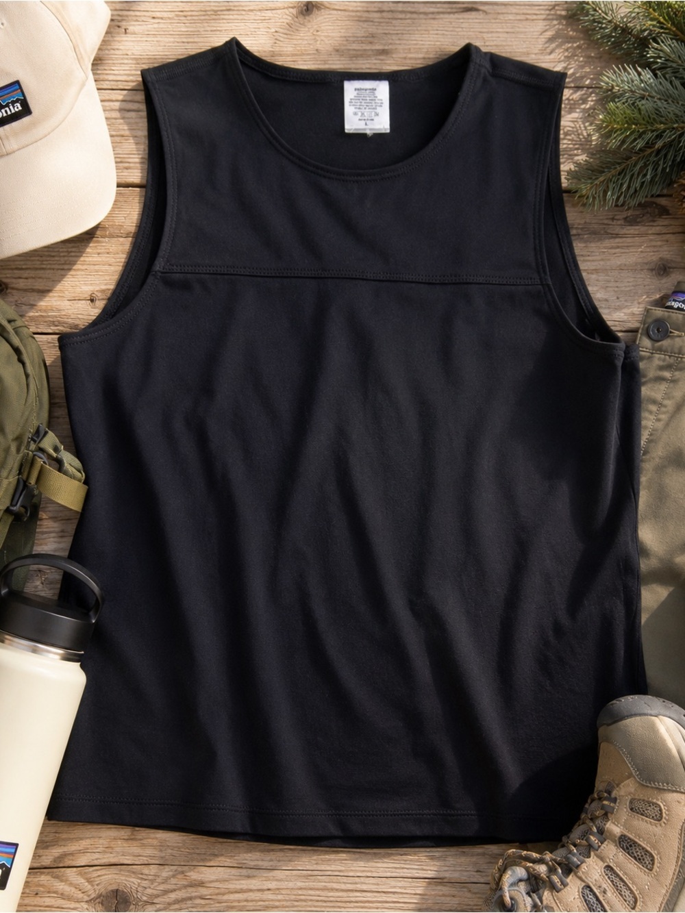 Vintage 1990s Patagonia Black Sleeveless Performance Tank Top